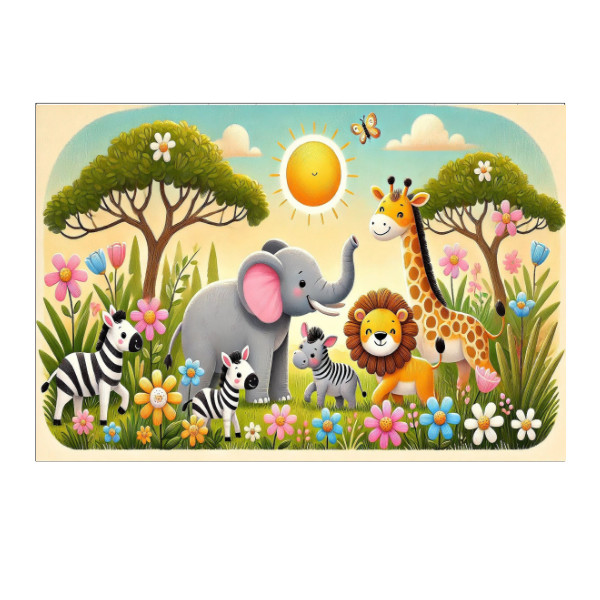 Puzzle střední  s potiskem Veselá savana plná přátel